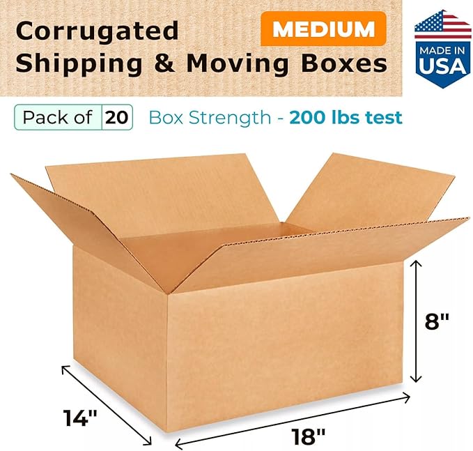 Medium Shipping & Moving Boxes 18"L x 14"W x 8"H - Image 2