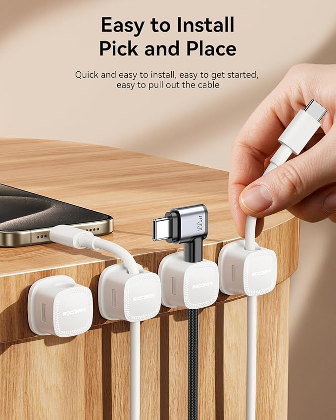 30 Pack Cable Management Cord Organizer, Magnetic Cable Clips-1s Lock, Rocoren - Image 5