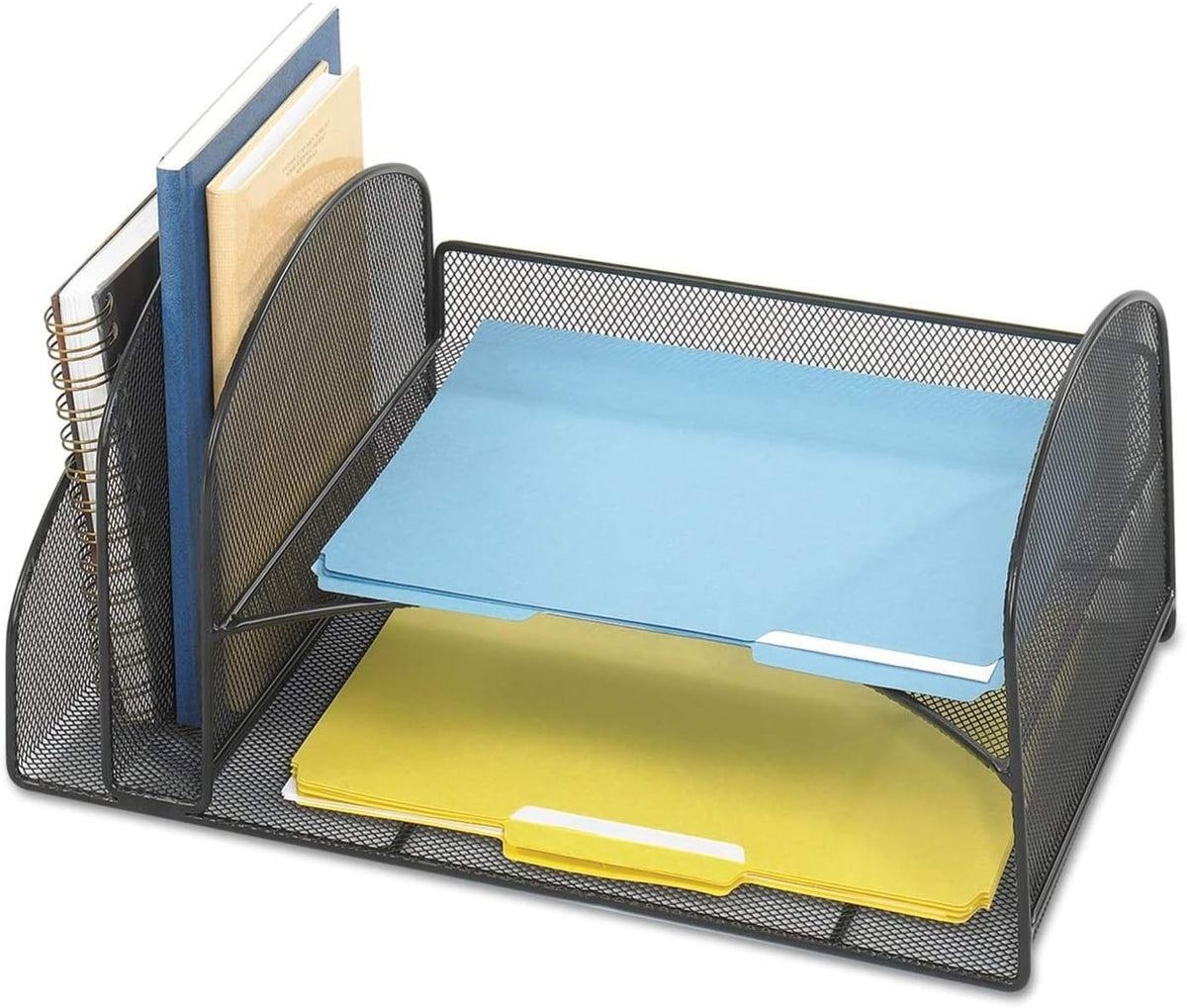 Safco 3264BL Onyx Mesh Desktop Organizer with 2 Vertical, 2 Horizontal Sectio...