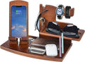 Gifts for Men, Fathers Day Wood Phone Docking Station for Dad, Desk or