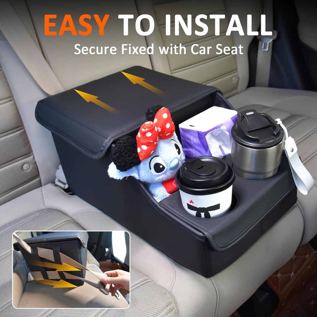 Backseat Car Organizer, Middle Seat Organizer Center Console Cup Holder