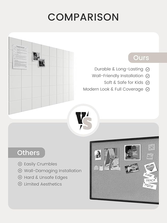 Bumusty Large Cork Board Alternative-47 x35 Felt Bulletin Board Tiles, - Image 7