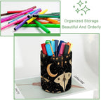 Leather Pen Holder for Desk, Butterflies Moth Moon Pencil Cup Desktop Organizer - Image 3