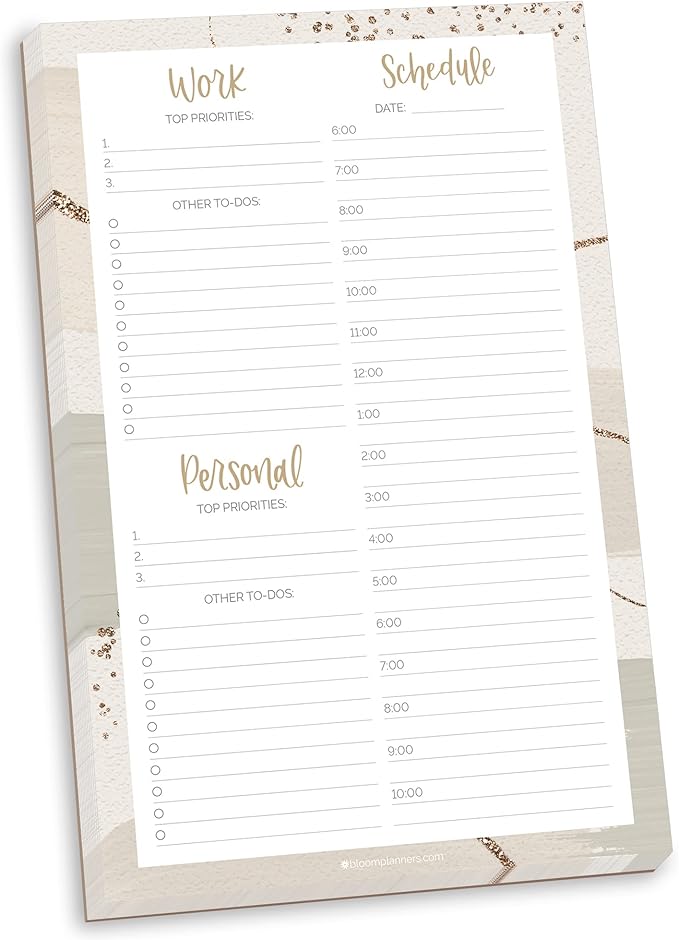bloom daily planners Timed Work & Personal To Do List Planning Pad by bloomdailyplanners