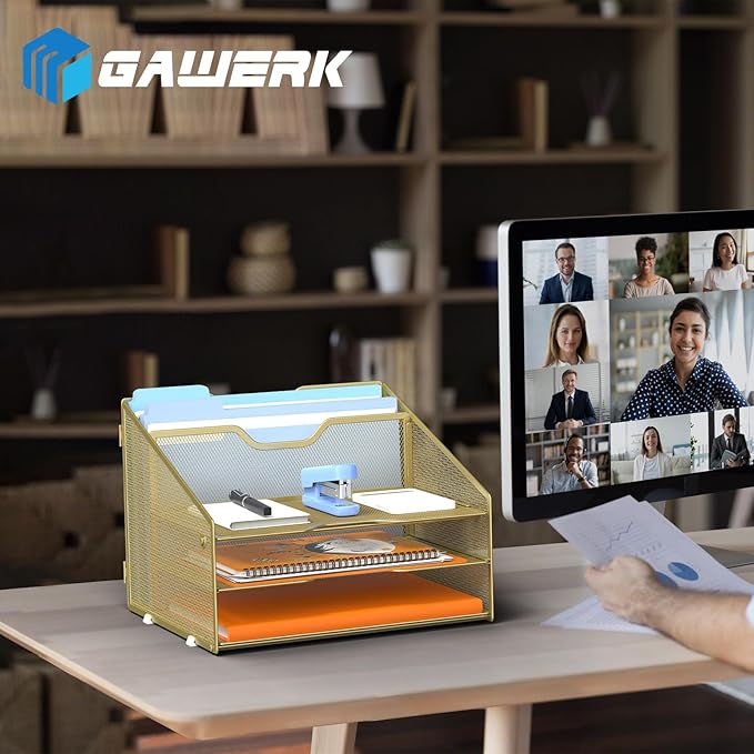 GAWERK Letter Tray Organizer, Mesh Desk File Organizer - Image 6