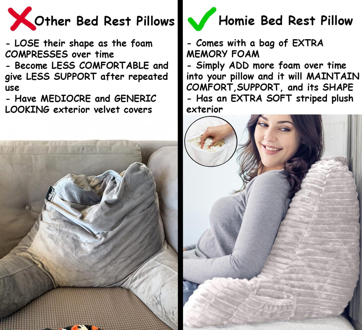 Homie Reading Pillow with Reading Light and Wrist Support, Has Arm Rests, and...