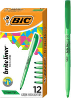 BIC Brite Liner Highlighters, Chisel Tip, 12-Count Pack of Green Highlighters by BIC
