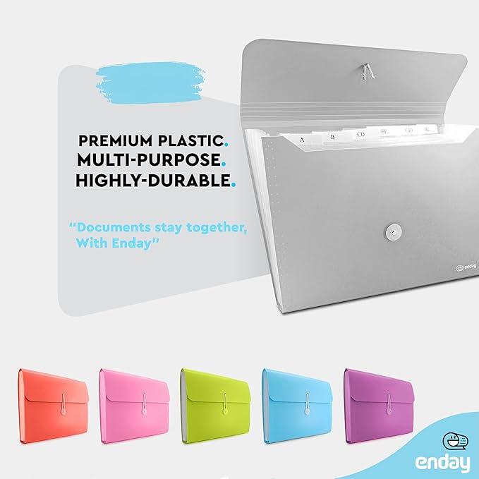 Accordion File Organizer Grey, 7 Pocket Expanding File and Cover Folder - Image 3