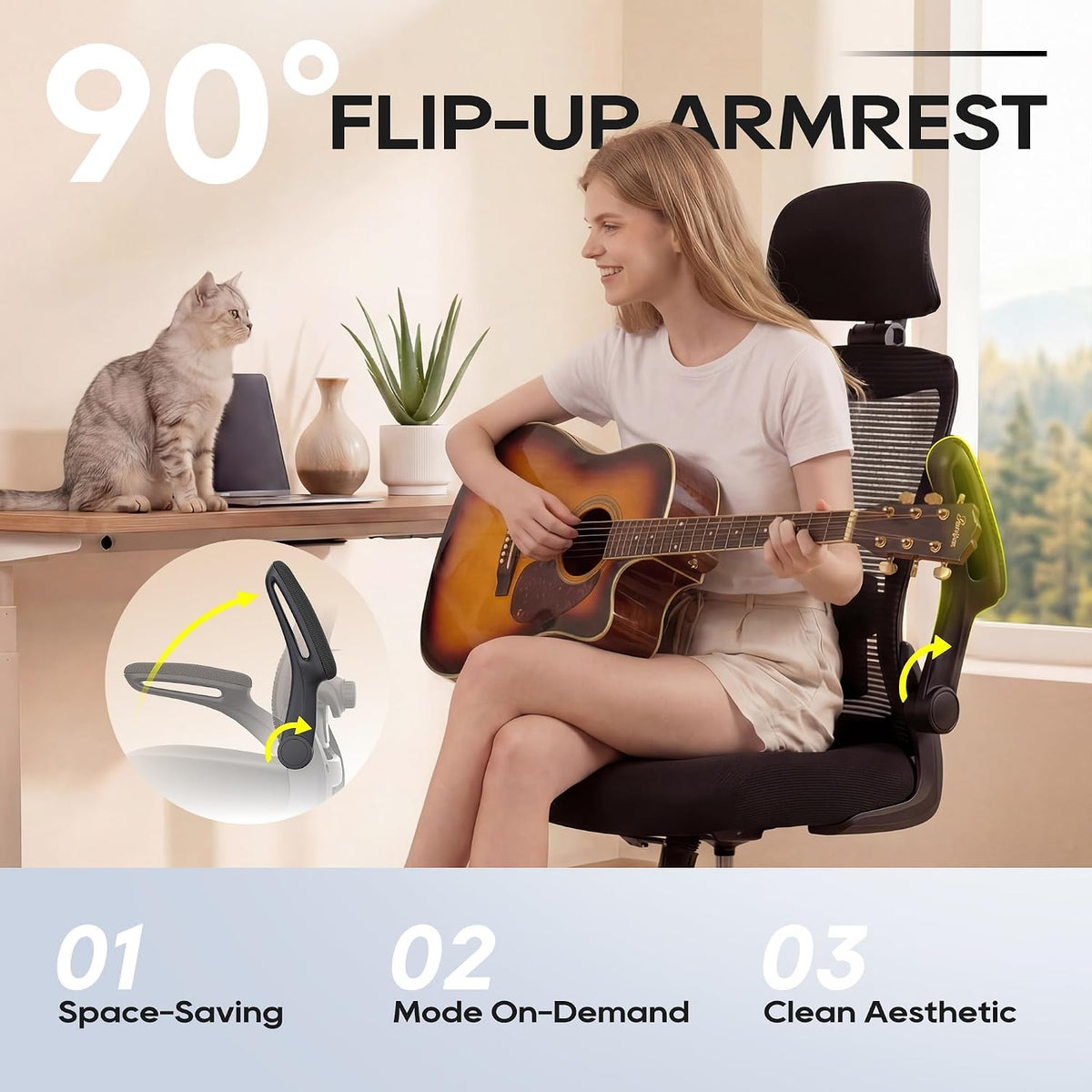 ergonomic office chair for lower back relief, 4-way, package contents