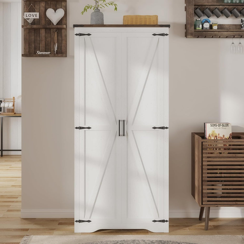 68.9" broom closet storage cabinet, large utility closet, front angle view