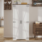 68.9" broom closet storage cabinet, large utility closet, front angle view