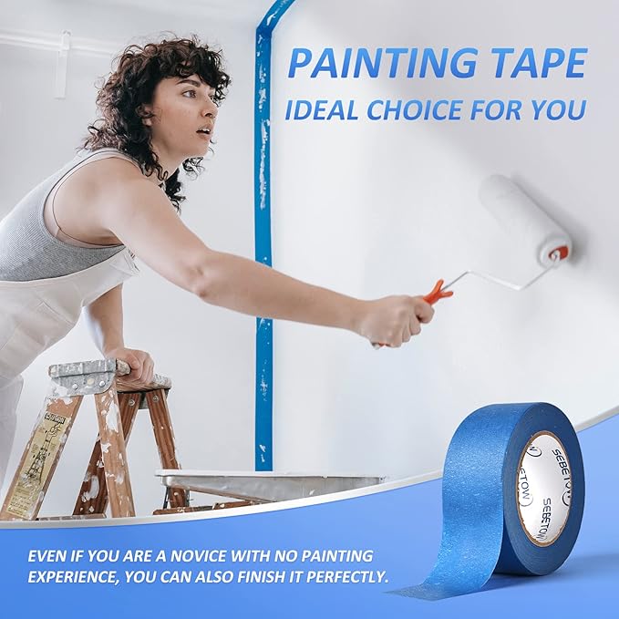 SEBETOW 10 Rolls Painters Tape 2 inch Bulk Painter Tape Blue Wide Roll - Image 4