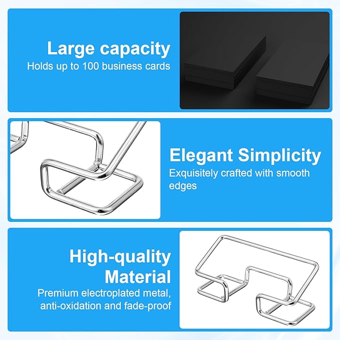 Grevosea 2 Pack Business Card Holder Desk Business Card Organizer Metal Desktop - Image 6