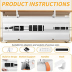SUREUP9 No Drill Under Desk Cable Management Tray, Fabric Cable Management - Image 5
