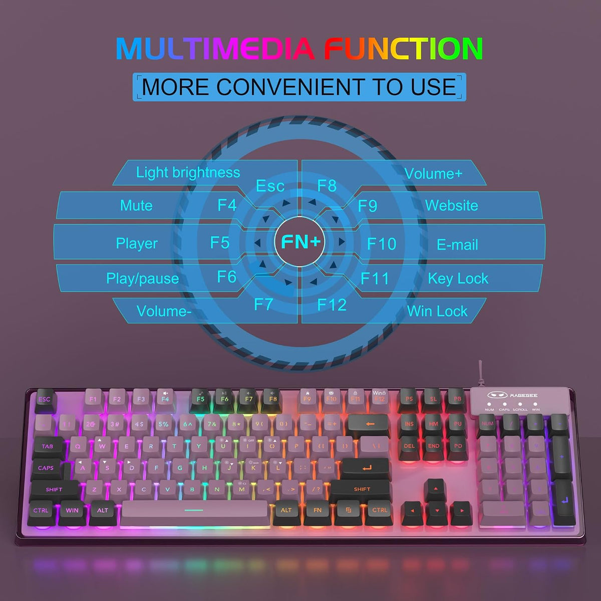 Gaming Keyboard and Mouse Combo, K1 RGB LED Backlit Keyboard with 104 Key Com...