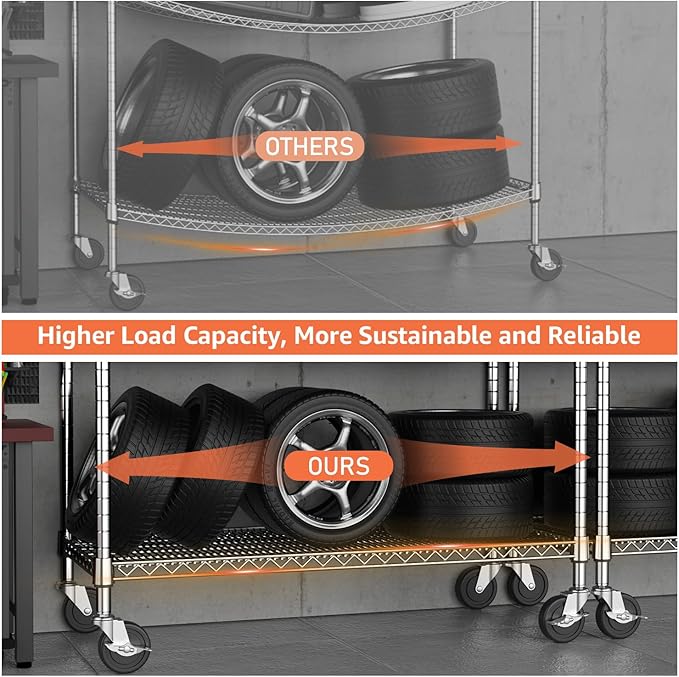 M MZG 4 Tiers Storage Shelves Load 1400LBS, Metal Shelving Wire Metal Shelving - Image 5