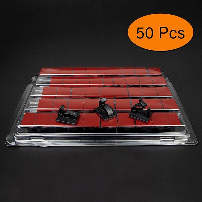 SOULWIT 50Pcs Adjustable Cable Management Clips, Adhesive Organizers Sticky - Image 2