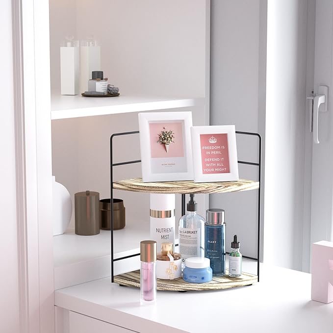 ZGO 2-Tier Bathroom Counter Organizer, Corner and Makeup Organizer - Image 2