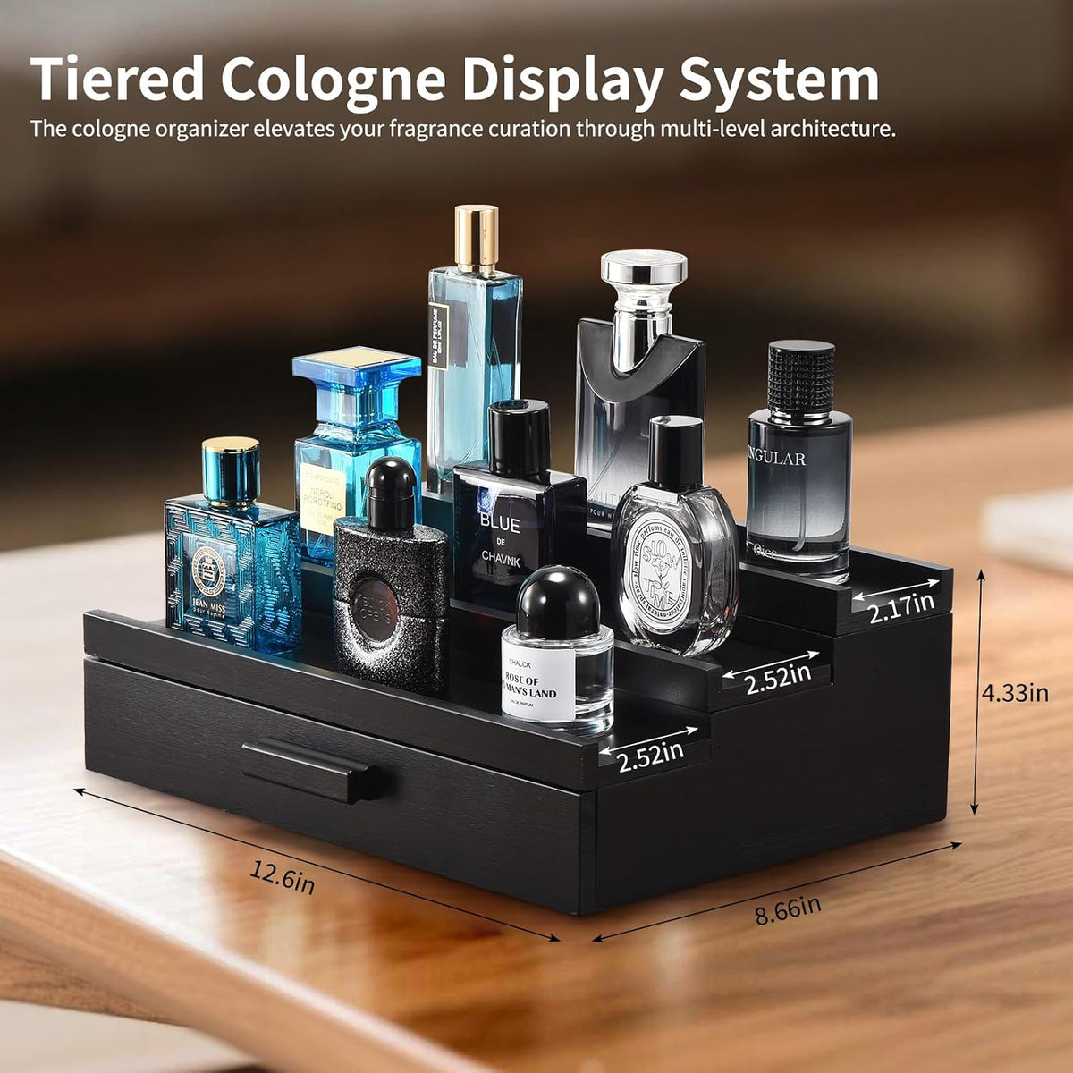 Perfume Organizer for Men,3 Tier Perfume Display Stand,Black