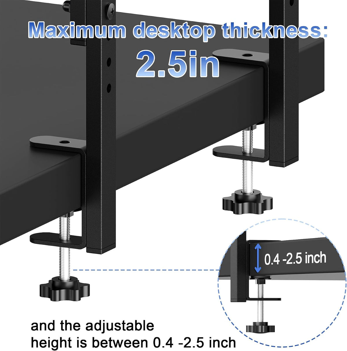 spacrea 2 tier clamp on desk shelf showing dimensions