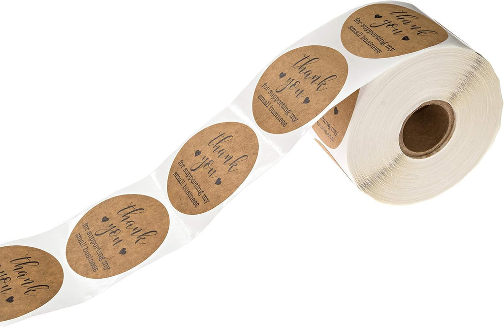 2" Round Kraft Thank You for Supporting My Small Business Stickers / 500 Brown Kraft Customer Appreciation Labels/Natural Kraft Small Business Envelope Seals/Made in The USA