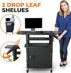 Mobile AV Cart with Pullout Keyboard Tray, Rolling Computer Cart Height - Image 4