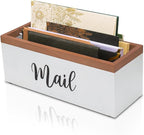 100% Real Wood Mail Organizer for Countertop, Dual-Sided Mail Script Design by INTARSIO3D