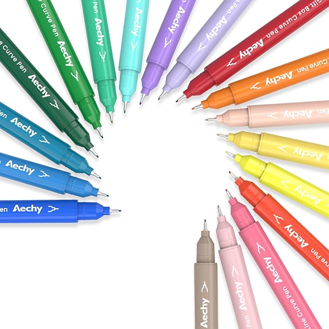 AECHY 18PCS Curve Highlighter Pen Set, Dual Tip Marker Pens - Image 4