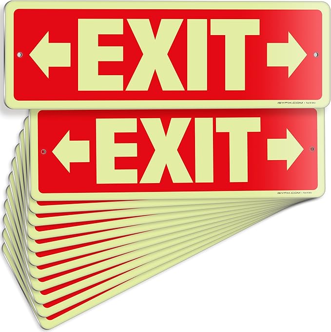 iSYFIX Exit Signs with Directional Right & Left Arrow, Glow in the Dark by iSYFIXPREMIUMSIGNS