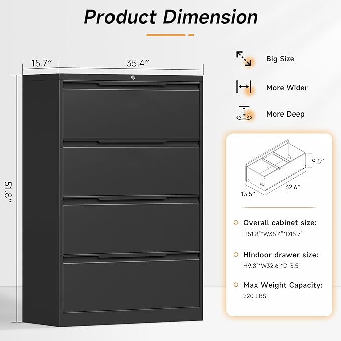 Bestoo 4-Drawer File Cabinet - Image 3
