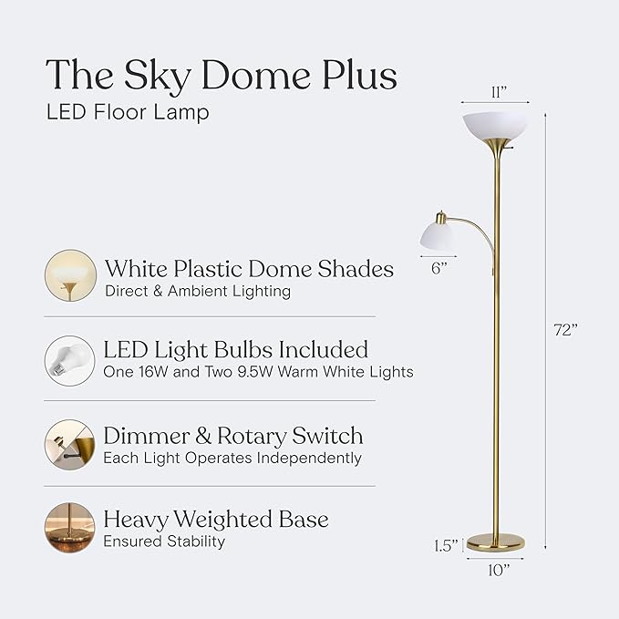 Brightech Sky Dome Plus LED Floor lamp, Torchiere Super Bright Floor Lamp - Image 5