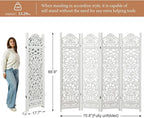 5.75Ft Room Divider Wood Screen, 33Lbs Durable MDF Carved Rustic Style Headboard - Image 6