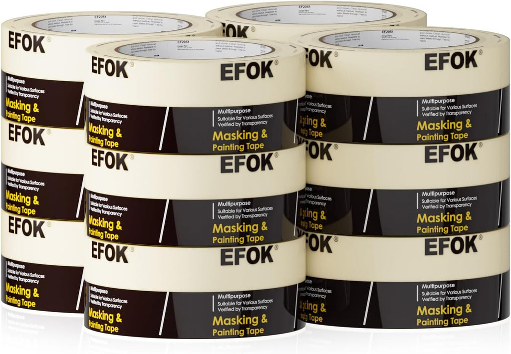 EFOK 10 Pack Masking Tape 2 Inch Wide Bulk, 2026 Upgrade White Painters Tape