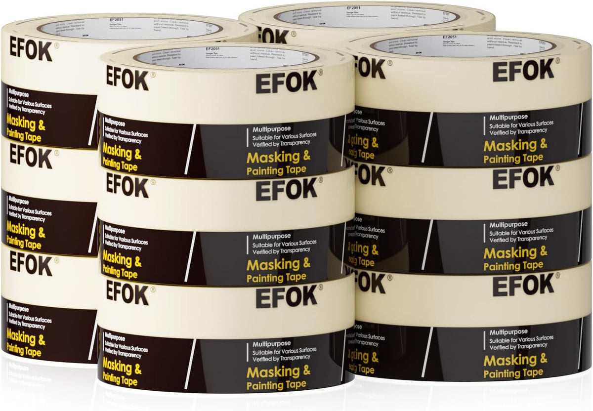 EFOK 10 Pack Masking Tape 2 Inch Wide Bulk, 2026 Upgrade White Painters Tape