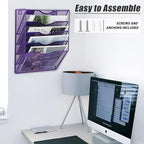 EASEPRES 5 Pocket Mesh Hanging Wall File Organizer, Wall Mounted Mail Paper - Image 5