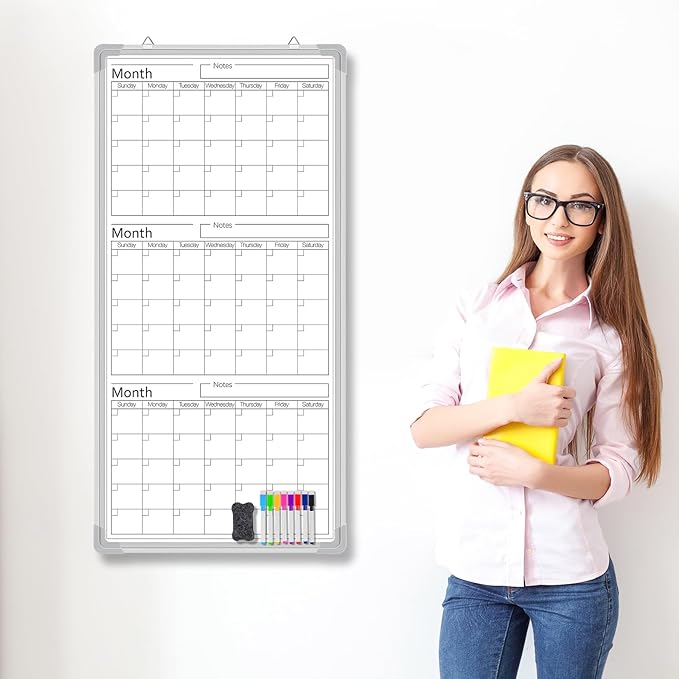 Lincia 36" x 18" Double Sides Dry Erase Calendar - Image 4