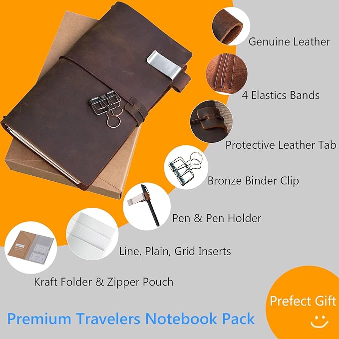 newestor Refillable Leather Journal Travelers Notebook - Image 2