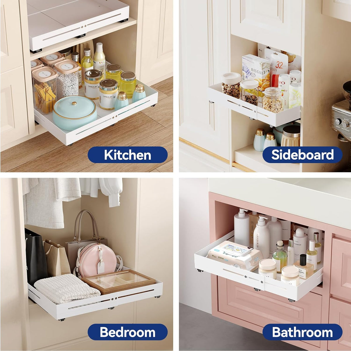 Pull out Cabinet Organizer, Full Metal Expandable Width (12.6"-20.8&quot...
