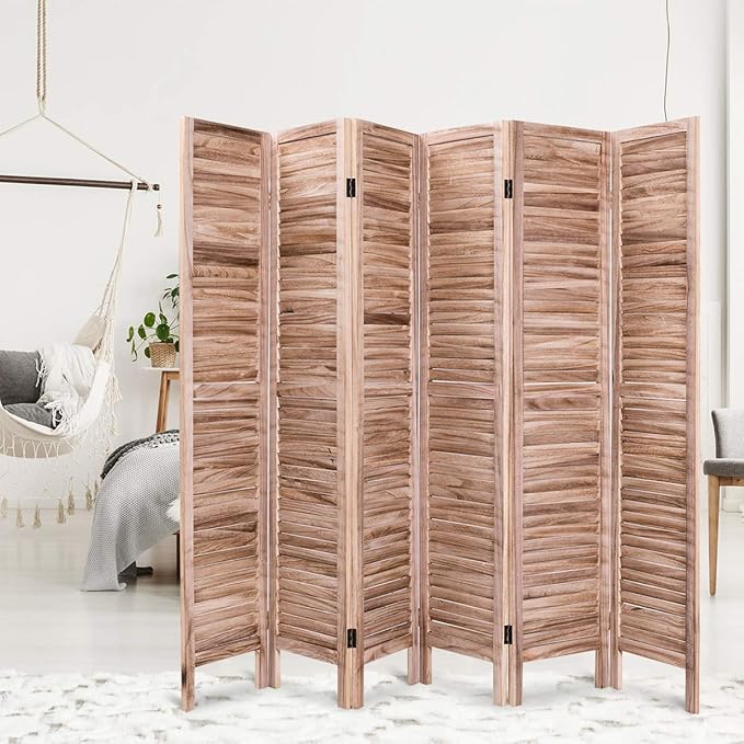 Giantex 6 Panel Wood Room Divider, 5.6 Ft Tall Folding Freestanding Partition - Image 2