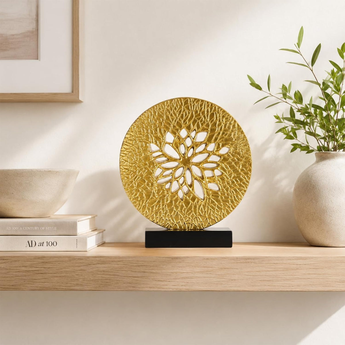 Tree of Life Decorative Sculpture, Round Openwork Tabletop Decor for Cabinet ...