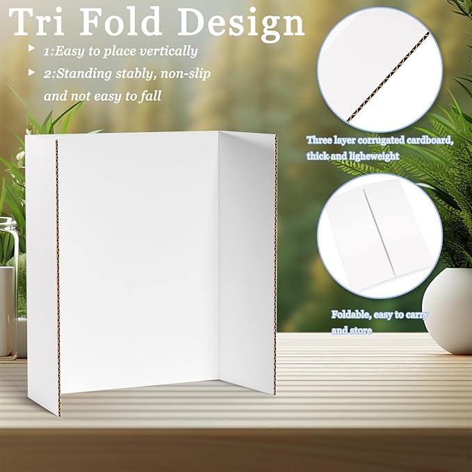 AKONEGE 12 Pack Medium Trifold Poster Board, School Projects, Science Fair - Image 3