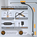 syrinx led desk lamp for home office, 18w on a desk or shelf