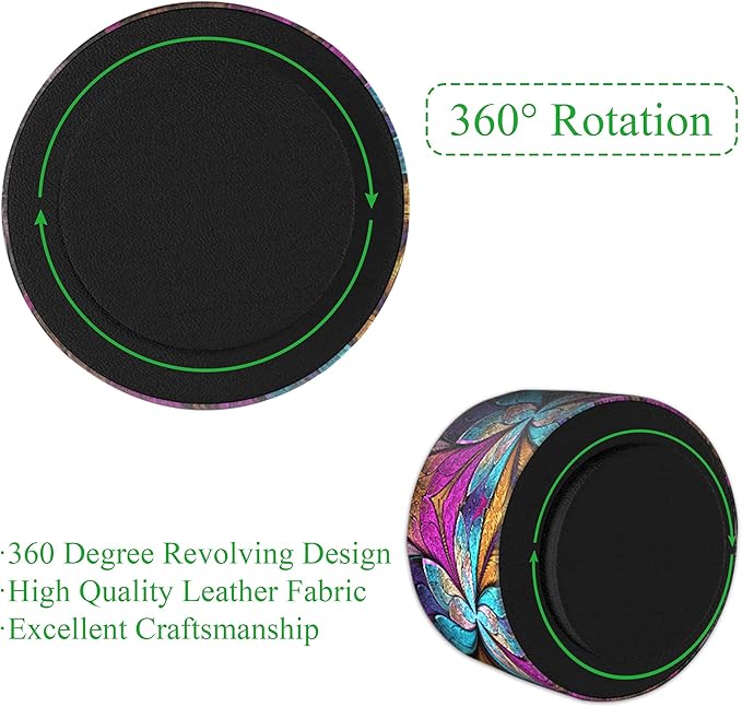 Hennaja Round Leather Art Supply Organizer, Remote Control Holder, 360 Degree - Image 4