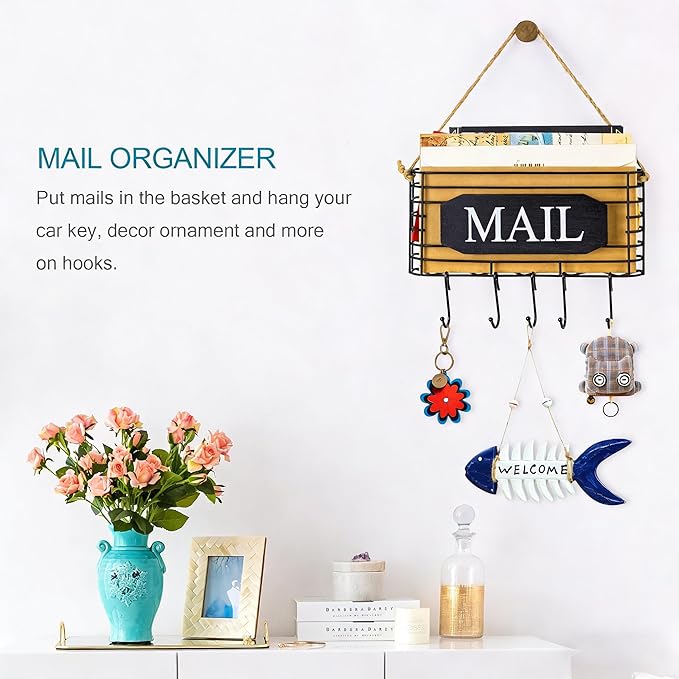SRIWATANA Mail Key Holder for Wall, Mail Organizer Wall Mount, Small Size - Image 2