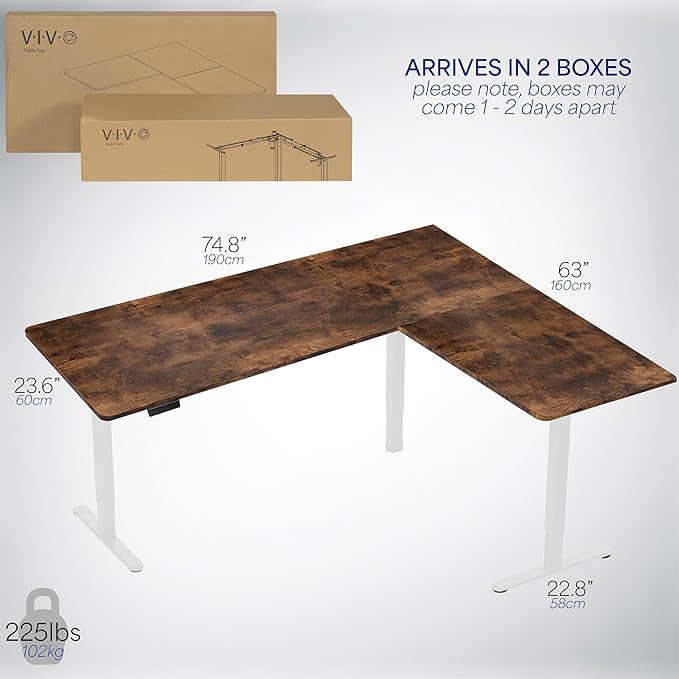 VIVO Electric Corner 75 x 63 inch L-Shaped Standing Desk, Memory Height - Image 6
