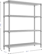 M MZG 1760 LBs 4 Tier Storage Rack Metal Wire Shelving Unit, Storage Standing - Image 3