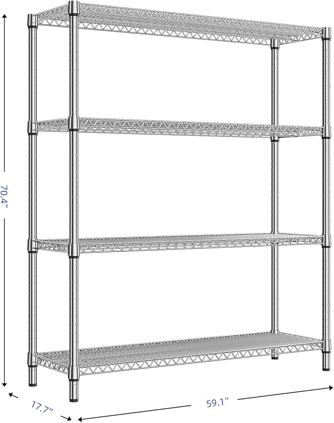 M MZG 1760 LBs 4 Tier Storage Rack Metal Wire Shelving Unit, Storage Standing - Image 3