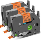 COLORWING TZe-B31 Black on Orange Fluorescent Label Maker Tape 12mm 0.47'' by COLORWING