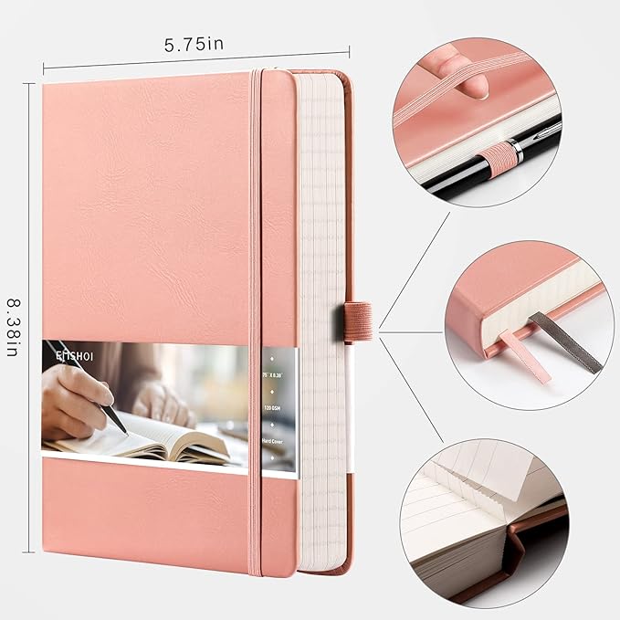 EMSHOI College Ruled Notebook-120gsm Thick Paper, 256 Numbered Pages Lined - Image 5