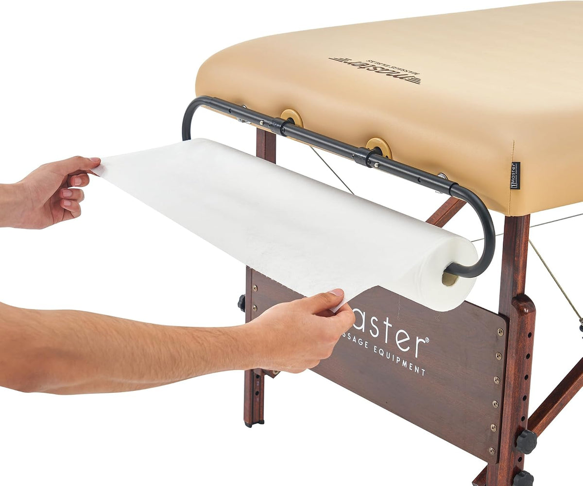 master massage paper roll holder for massage tables on a desk or shelf
